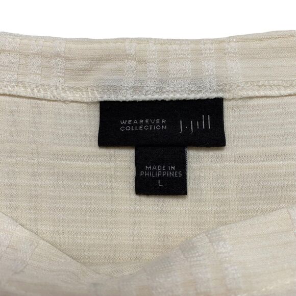J.JILL Wearever Windowpane Cream Plaid Rayon Jersey 3/4 Sleeve Tunic Large - Picture 7 of 12